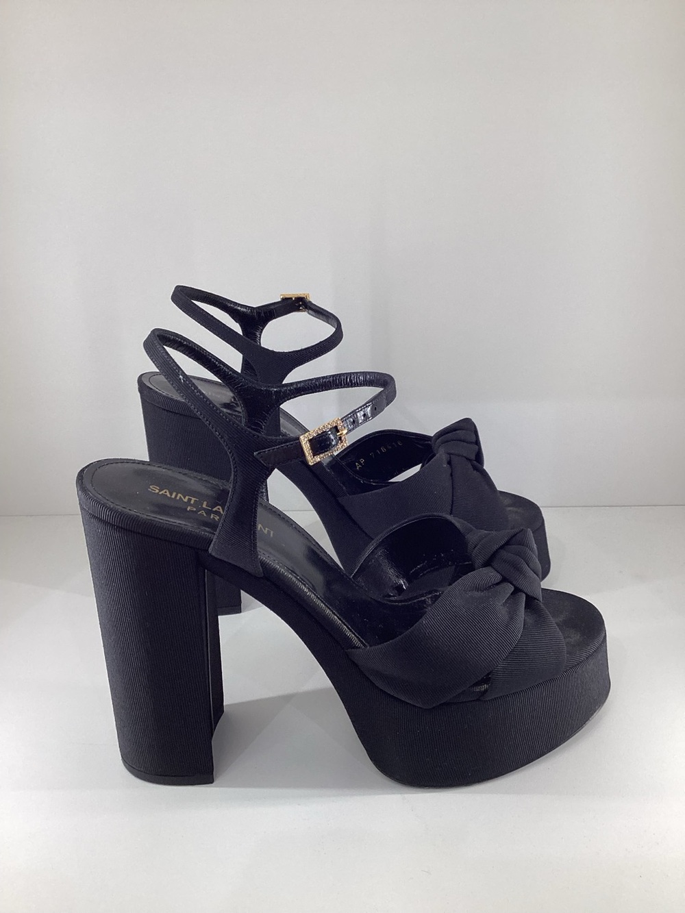 Pre Owned Yves Saint Laurent Sz 39 Grosgrain Bianca Platform Sandal Designer Sho